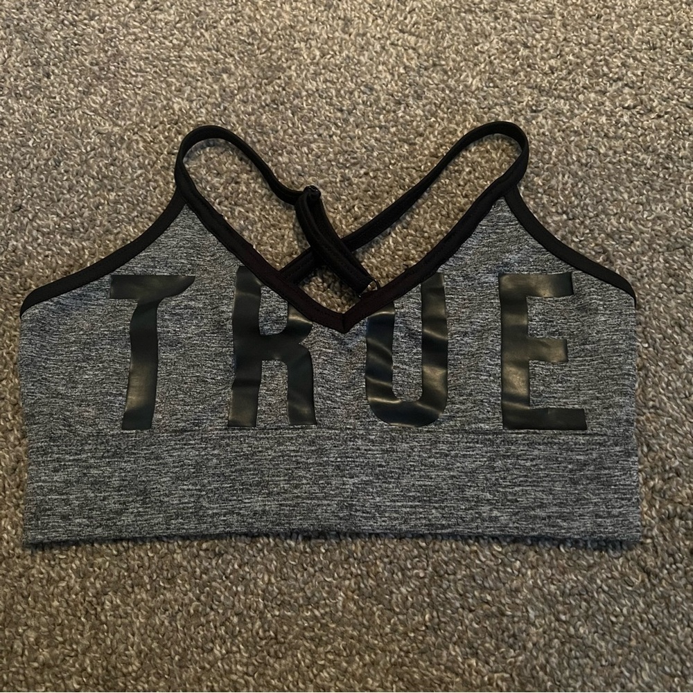 Gray Sports Bra with Black Lettering (True) - Picture 1 of 3